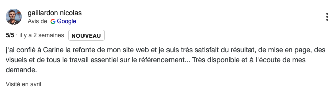 avis client pour cali studio web - webdesigner frontignan